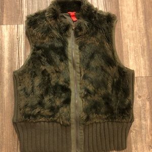 Olive Green faux fur vest